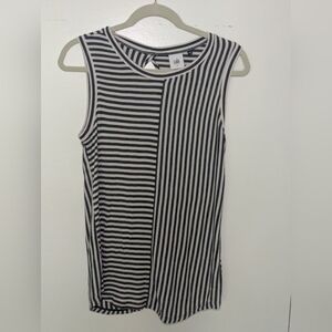 CAbi Black And White Striped Tank Top
